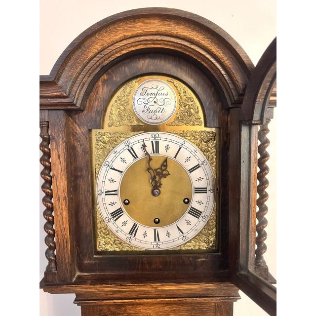 1900 - 1909 Antique Oak Grandmother Clock, 1900 For Sale - Image 5 of 7