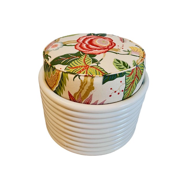 Late 20th Century Late 20th Century Vintage Round Rattan Ottoman For Sale - Image 5 of 5