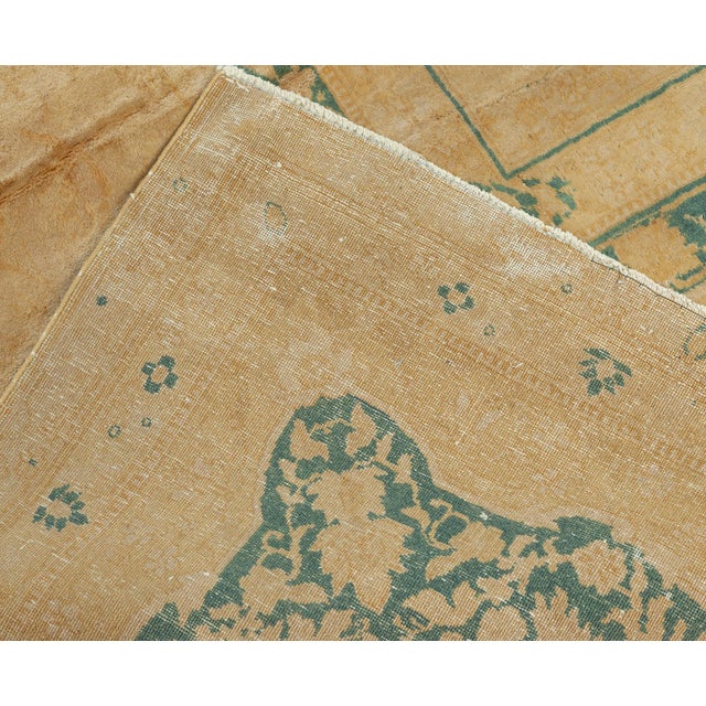 Early 20th Century Vintage Indigo Blue, Beige Indian Handmade Wool Carpet For Sale - Image 5 of 8