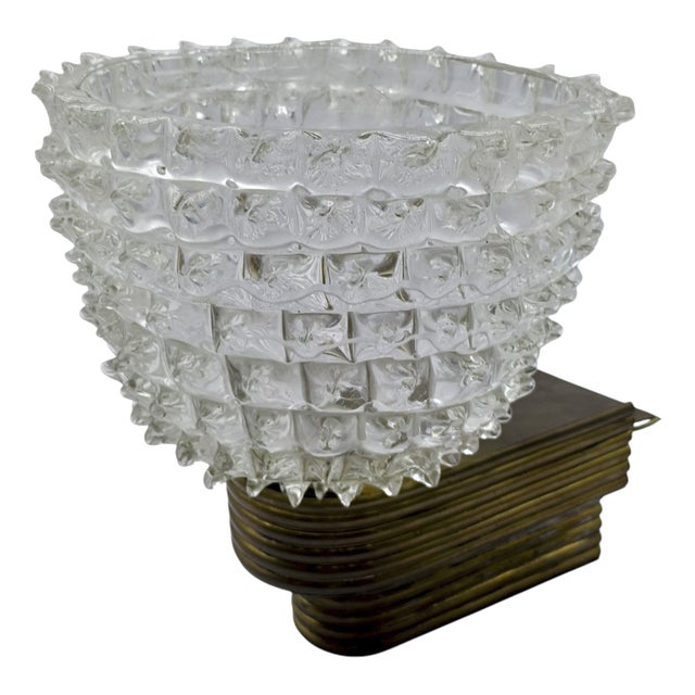 Rostrato Murano Glass and Brass Wall Lamp by Ercole Barovier for Barovier & Toso, Italy, 1940s For Sale