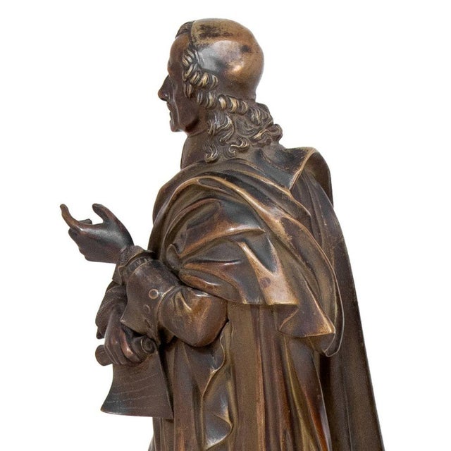 Late 19th Century French "Moliere" and "Cornielle" Patinated Bronzes - Set of 2 For Sale - Image 5 of 7