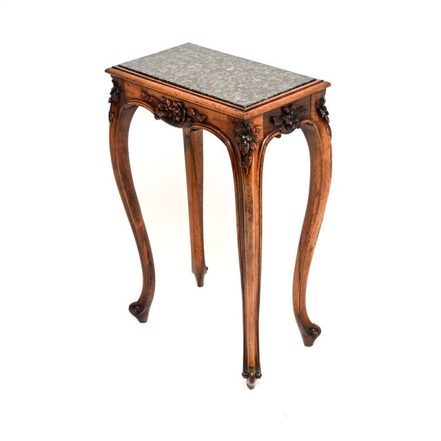 19th Century Antique Side Table with Carved Marble Top, 1840 For Sale - Image 5 of 11