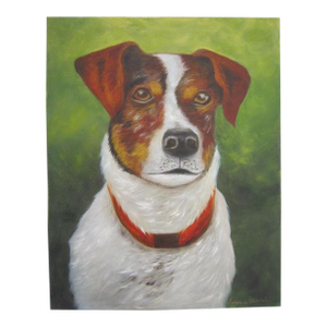 Vintage Oil Portrait Dog, Signed