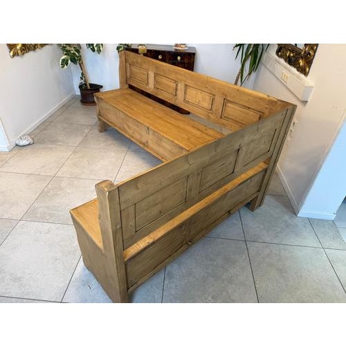 Farmhouse Corner Bench in Wood For Sale - Image 5 of 12