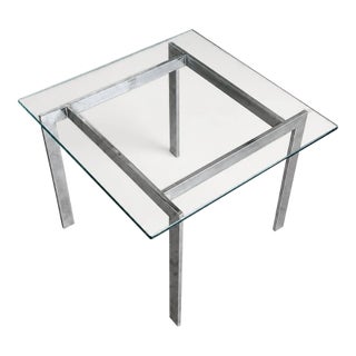 Vintage Modernist Chrome and Clear Glass Square Side Table For Sale