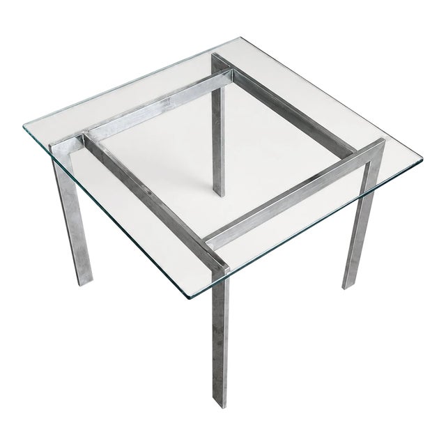 Vintage Modernist Chrome and Clear Glass Square Side Table For Sale