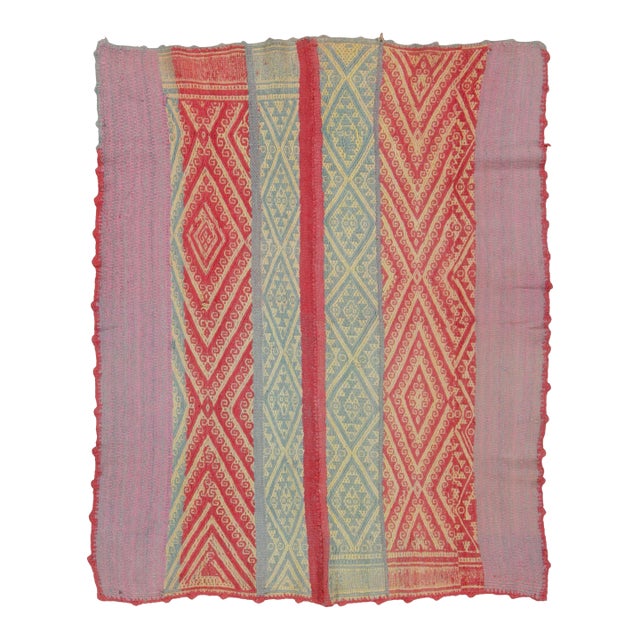 Vintage Frazada Kilim in Diamond & Striped Geometric Pattern - Rug & Kilim For Sale