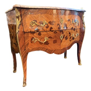 Mid 18th Century Louis XV Marquetry and Parquetry Commode, Stamped C. Wolff Jme For Sale