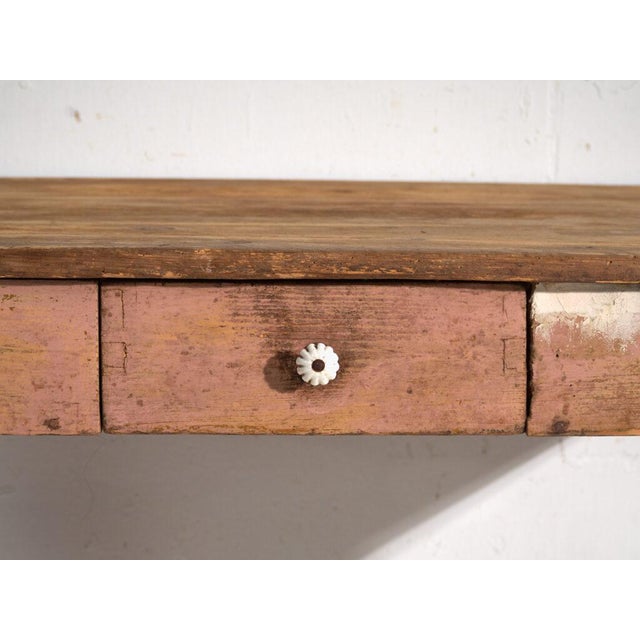 Brown Kitchen Table in Pine Wood, Central Europe, 1900 For Sale - Image 8 of 12