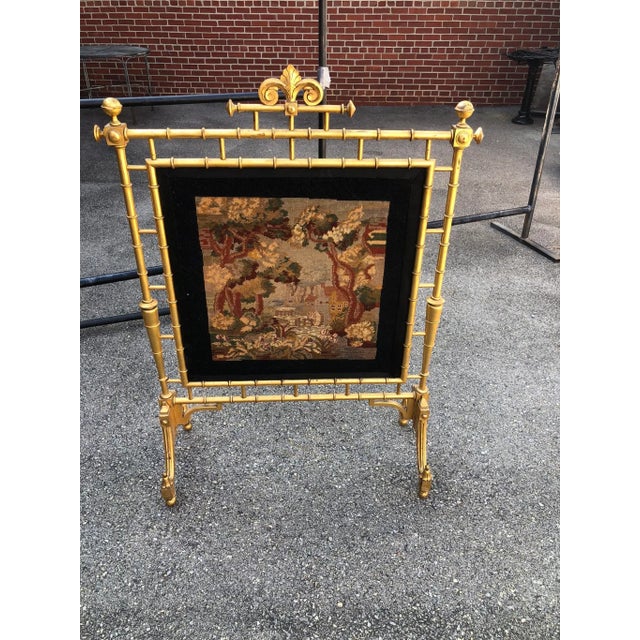 Wood Antique Victorian Gold Gilt Faux Bamboo Wood Screen For Sale - Image 7 of 10