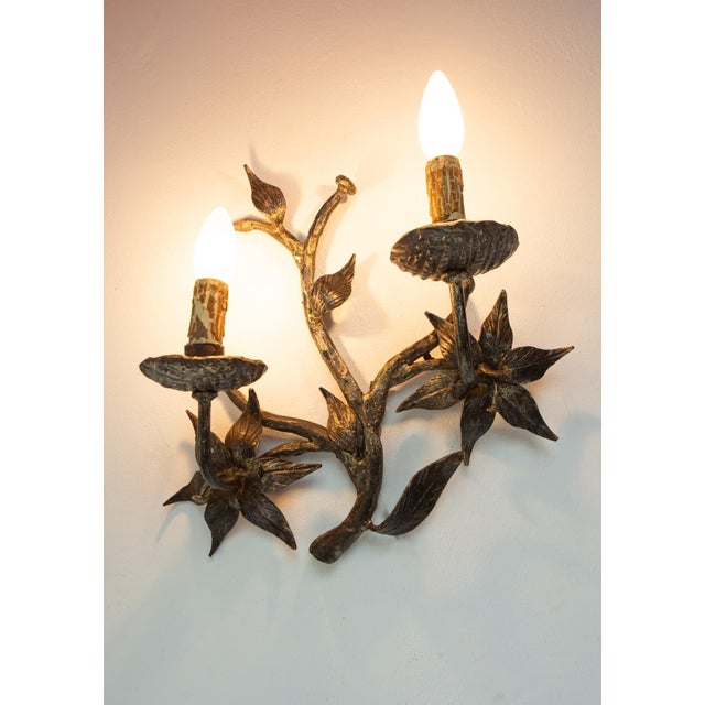 1950s Brutalist Spanish Wrought Iron Wall Sconce, 1950 For Sale - Image 5 of 10