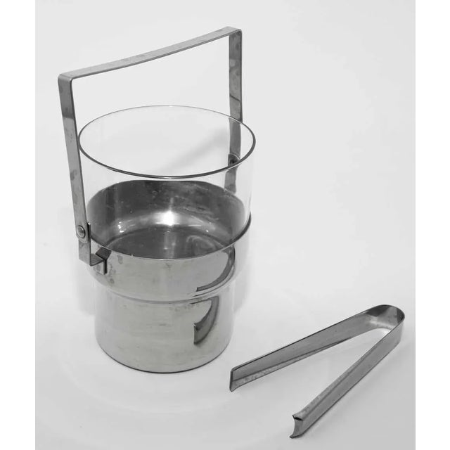 Vintage Postmodern Inox and Glass Ice Bucket For Sale - Image 4 of 10