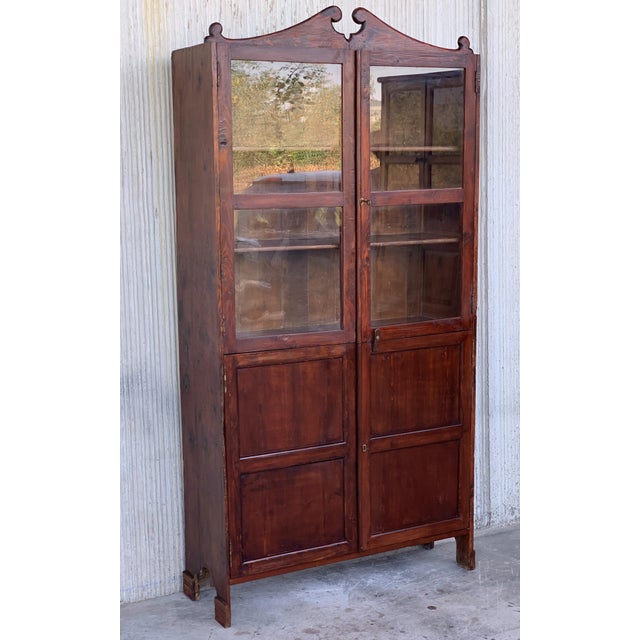 18th Century Cupboard or Bookcase With Glass Vitrine, Walnut, Spain Restored For Sale - Image 4 of 12