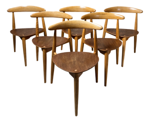 FH4103 Heart Chairs by Hans J. Wegner for Fritz Hansen, 1952, Set of 6