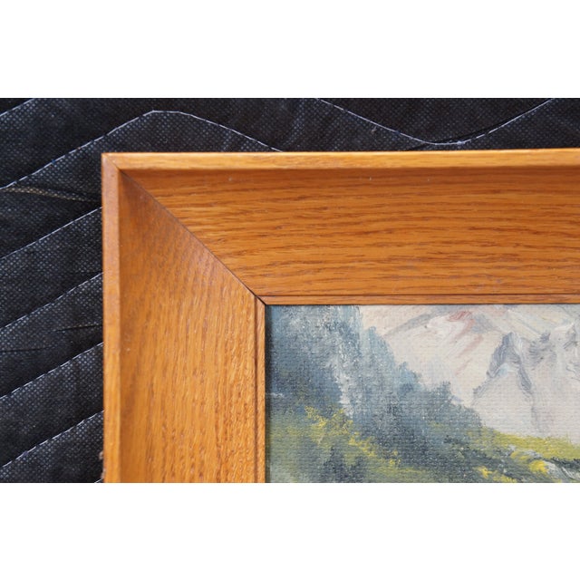 Vintage Eduard Enzmann Alpine Church Landscape Oil Painting on Board 20" For Sale - Image 9 of 10