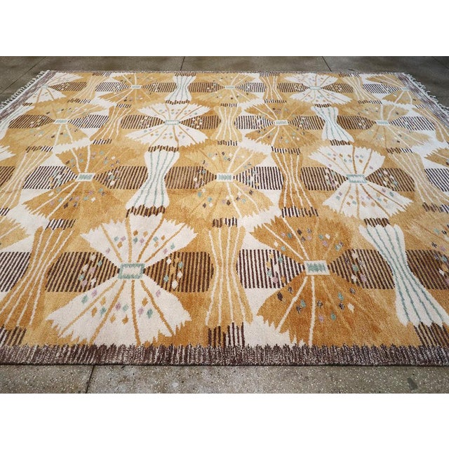 Galerie Shabab Collection Late 20th Century Scandinavian Rya After Park, Gul by Barbro Nilsson For Sale In New York - Image 6 of 10