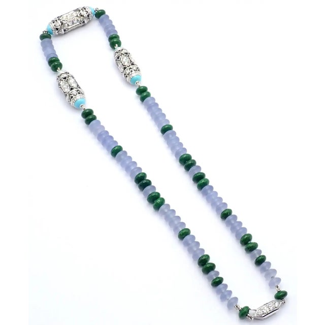 Cartier High Jewelry Géometrie & Contrastes Emerald Turquoise White Gold Necklace For Sale - Image 14 of 17