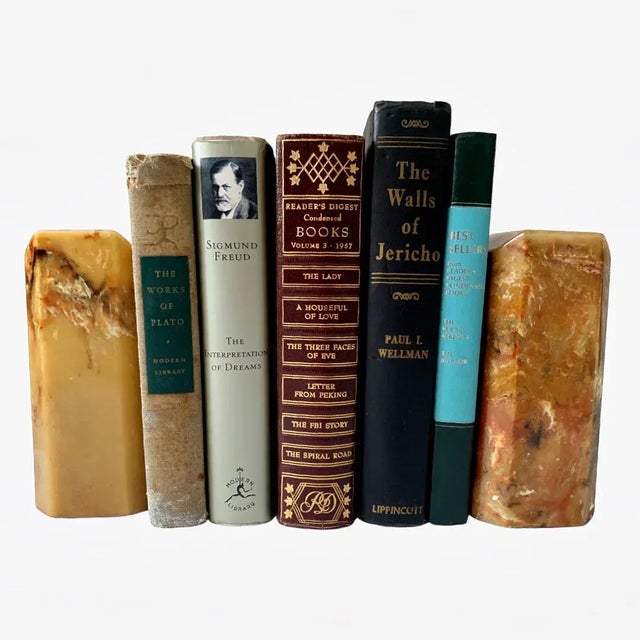 Pierre Cardin Vintage Mid Century Modern Beveled Faux Marble Bookends - a Pair For Sale - Image 4 of 6