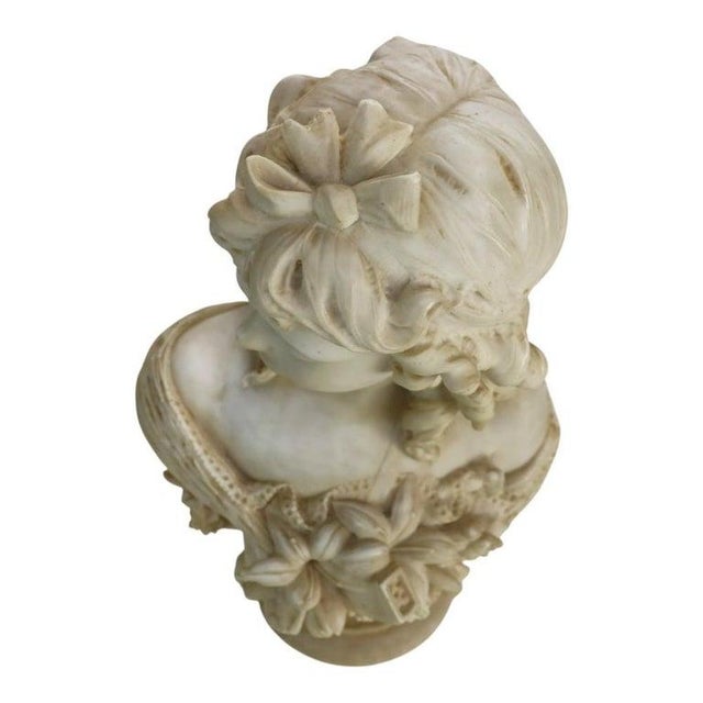Italian Classical Carved Alabaster Bust of a Maiden With Flowers by P. Bazzanti For Sale - Image 13 of 13