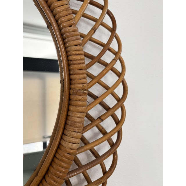 1960s Mirror with Bamboo Rattan Frame, Italy, 1960s For Sale - Image 5 of 8