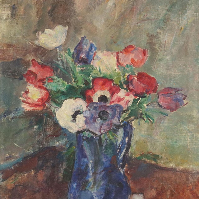 Carlo Cherubini, Anemones, Oil on Canvas For Sale - Image 3 of 11