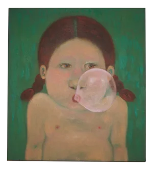 Talia Golchin, Girl with Bubble Gum, 2000s, Oil on Canvas