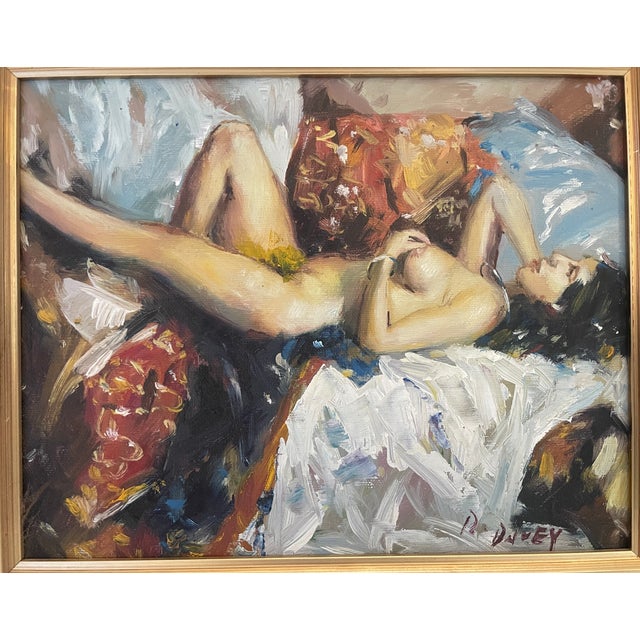 Mid 20th Century Mid 20th Century Randall Davey, Reclining Nude, Oil on Canvas, 8" X 10" For Sale - Image 5 of 8