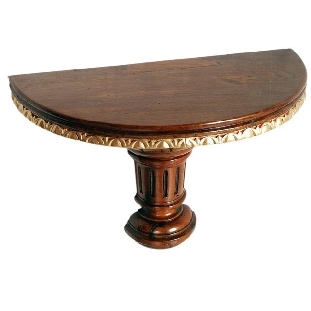 Early 18th Century 18th Century Renaissance Hand-Carved Walnut Console Shelf with Gilt Edging For Sale - Image 5 of 7