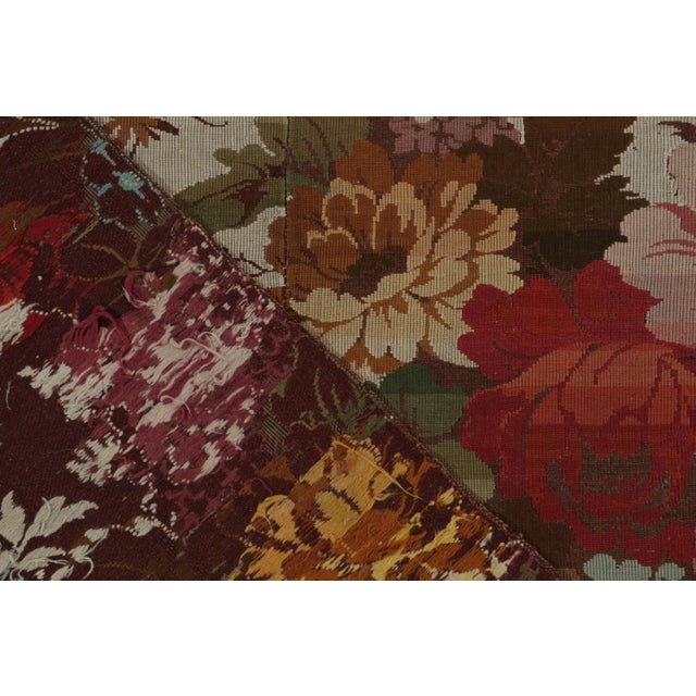 Antique Flat Weave in Brown, Creamy Multicolor Floral Patterns For Sale In New York - Image 6 of 6