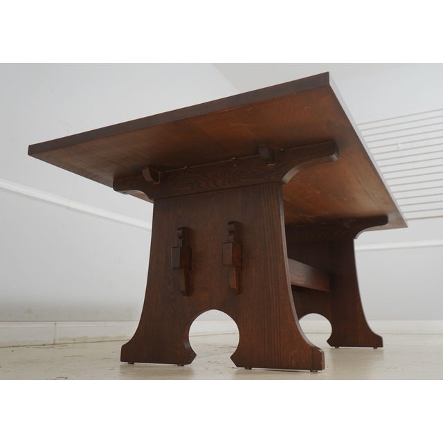 Stickley Mission Oak Trestle Dining Table For Sale - Image 13 of 15