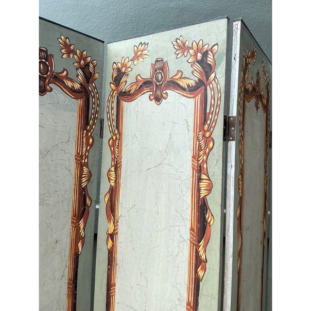 Vintage Neoclassical Paper Folding Screen For Sale - Image 14 of 18