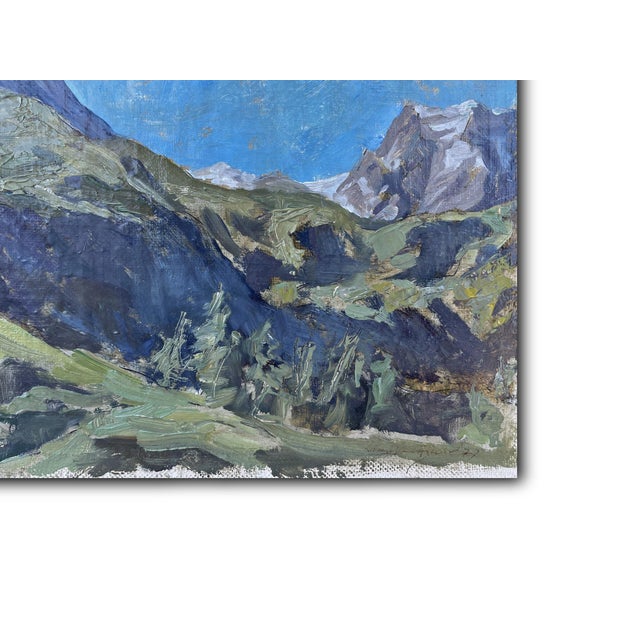 Mountain Landscape, 1950s, Oil Painting, Framed For Sale - Image 6 of 13
