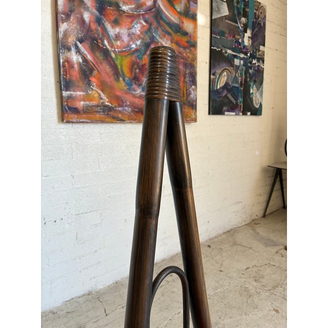 Vintage bamboo lounge chair by Henry Olko for Willow and Reed. This unique chair has a Moroccan vibe with a peaked frame,...