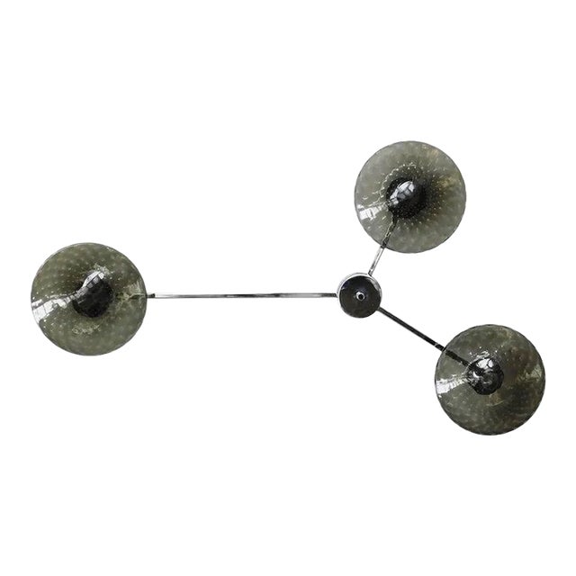 Trio Polished Chrome Smoky Bubbles Glass Flush Mount by Fabio Ltd For Sale