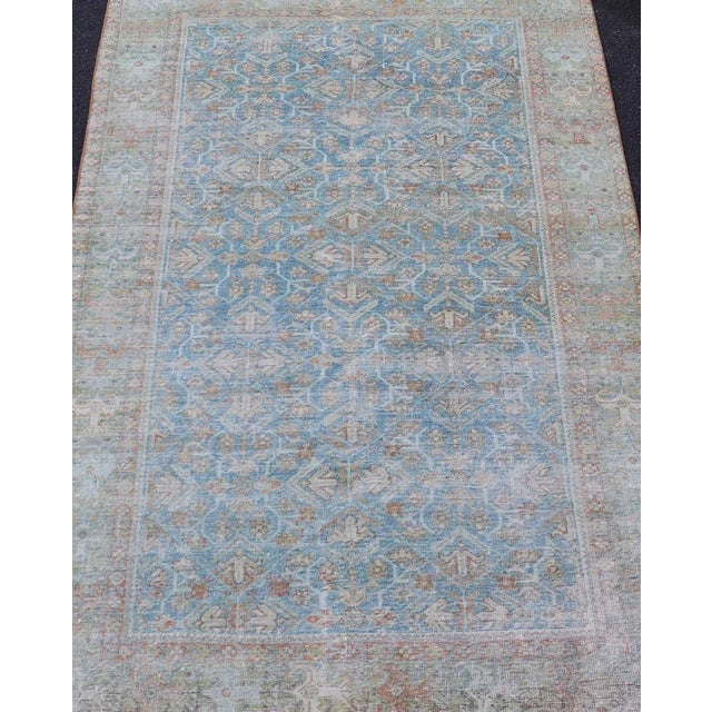 Antique Persian Sultanabad Rug in Light Blue and Green With All-Over Design. Keivan Woven Arts / rug EMB-22179-15043,...