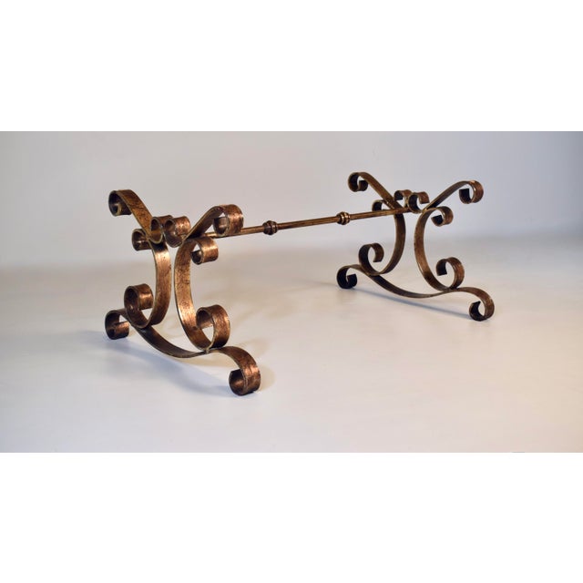 1960's Gold Gilt Iron and Glass Spanish Hollywood Regency Coffee Table For Sale In Philadelphia - Image 6 of 11