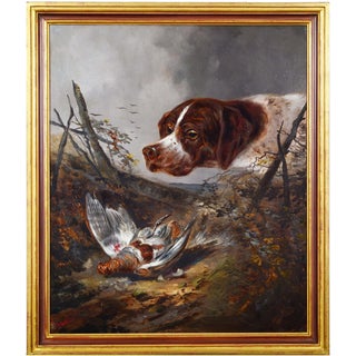 German Artist, Hunting Scene, Late 19th Century, Oil Painting on Canvas, Framed For Sale