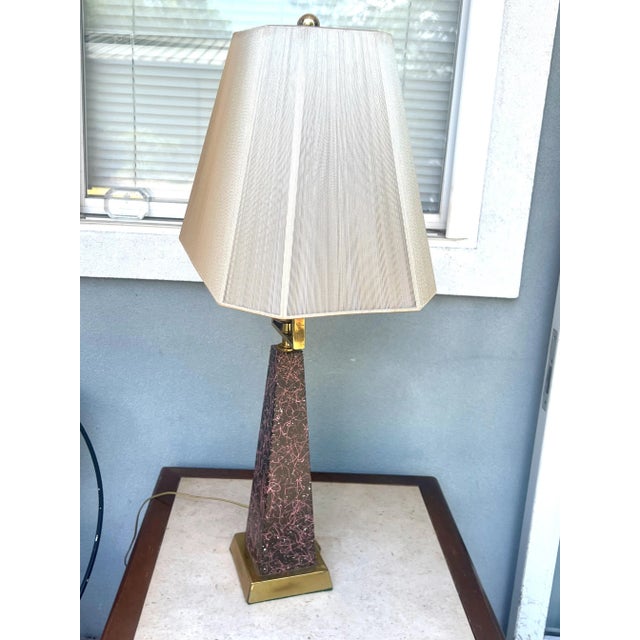 Black Mid-Century Modern Obelisk Table Lamp With String Shade For Sale - Image 8 of 11