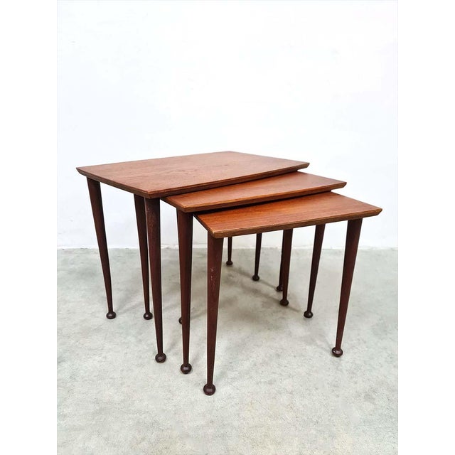 Vintage Teak Nesting Tables from Møbelintarsia, 1960s, Set of 3 For Sale - Image 6 of 6