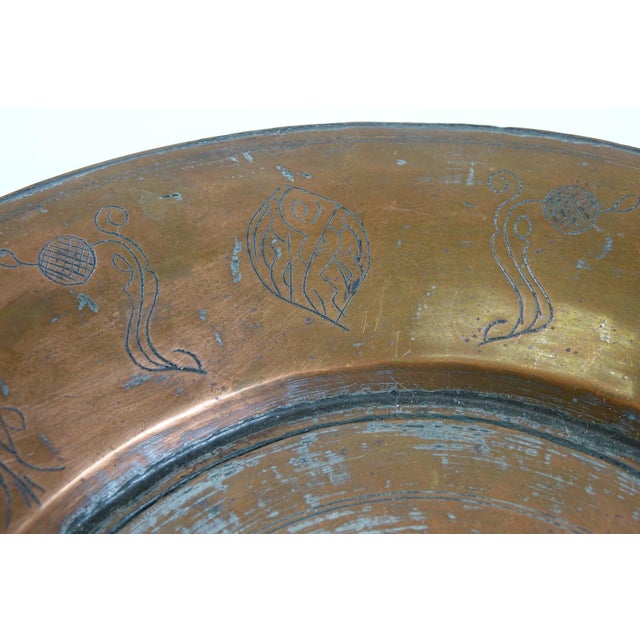 Asian Antique Antique Middle Eastern Copper Tray For Sale - Image 3 of 4