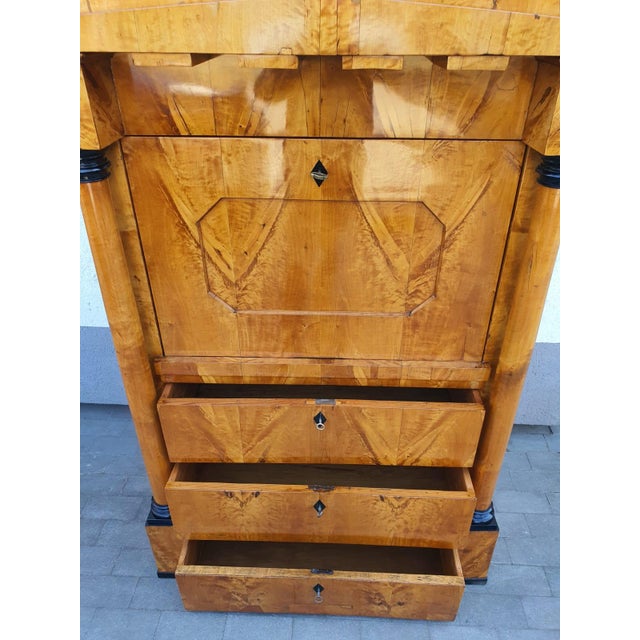 Biedermeier Secretaire Desk in Cherrywood, 1830 For Sale - Image 10 of 16