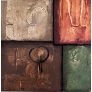 Modern Abstract Geometric Painting Signed Kaulani 2004 | 24x24" Textured Art For Sale