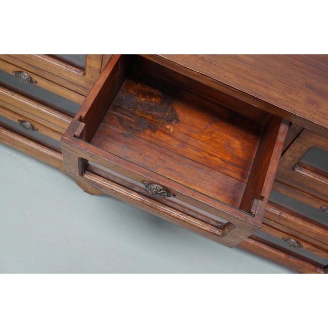 Vintage Dutch Teak Haberdashery Shop Cabinet / Vitrine For Sale - Image 11 of 14