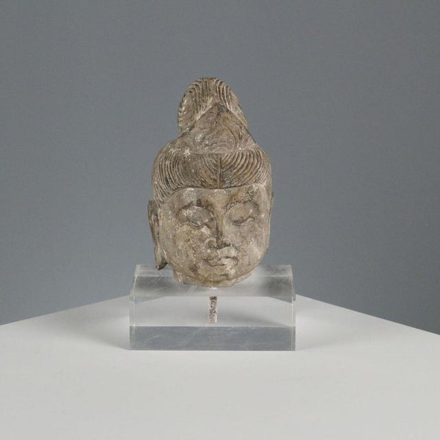 Stone Buddha with Acrylic Glass Base For Sale - Image 9 of 9