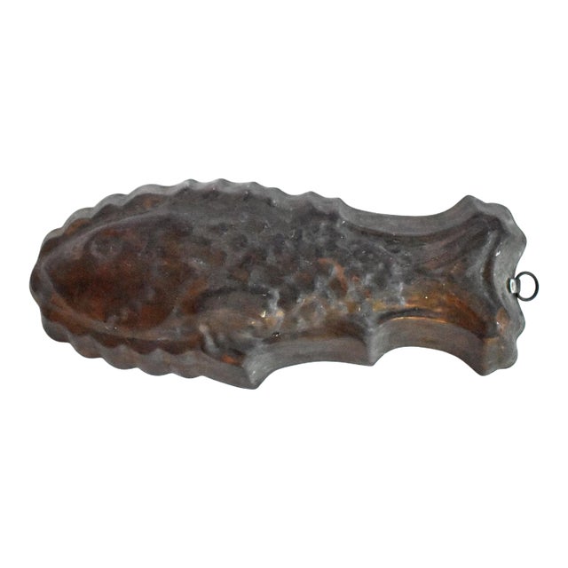 Antique Copper Tin-Lined Fish Mould For Sale