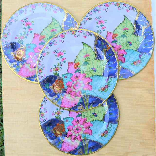 Chinoiserie Enamaled Tin Tobacco Leaf Plates - Set of 4 For Sale - Image 3 of 13