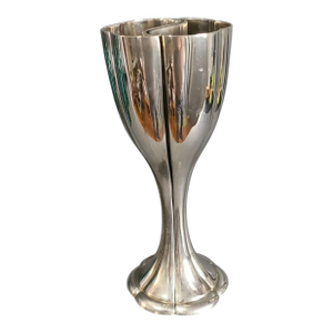 Late 20th Century Silver Plated Heart to Heart Romantic Unity Toasting Goblet Set- a Pair
