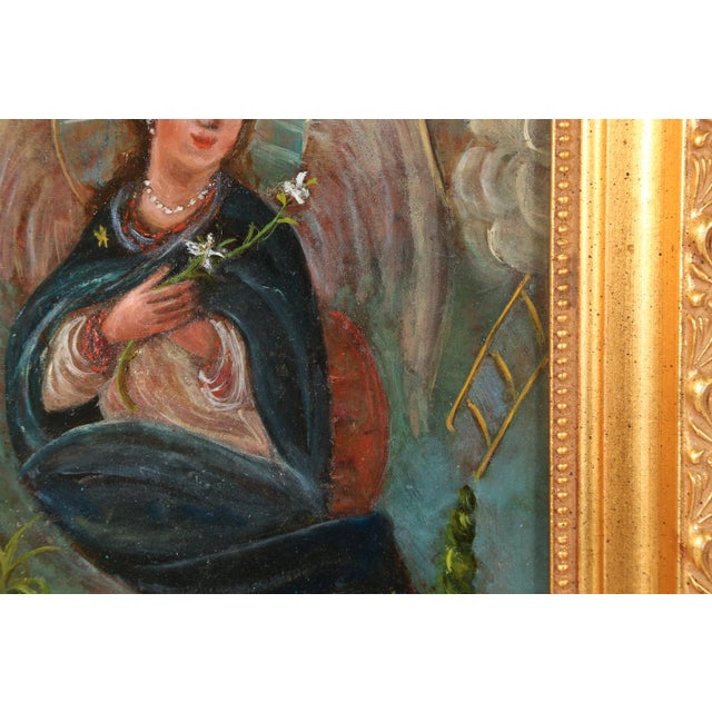 19th Century Our Lady of the Apocalypse, Oil on Tin, 19th Century For Sale - Image 5 of 11