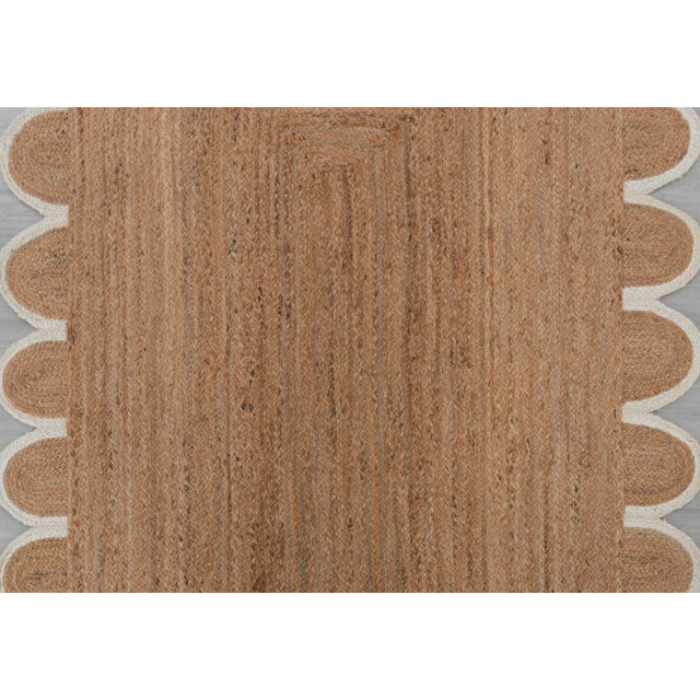 White Edge Trim Scallop Jute Rug 3x5 For Sale - Image 4 of 13