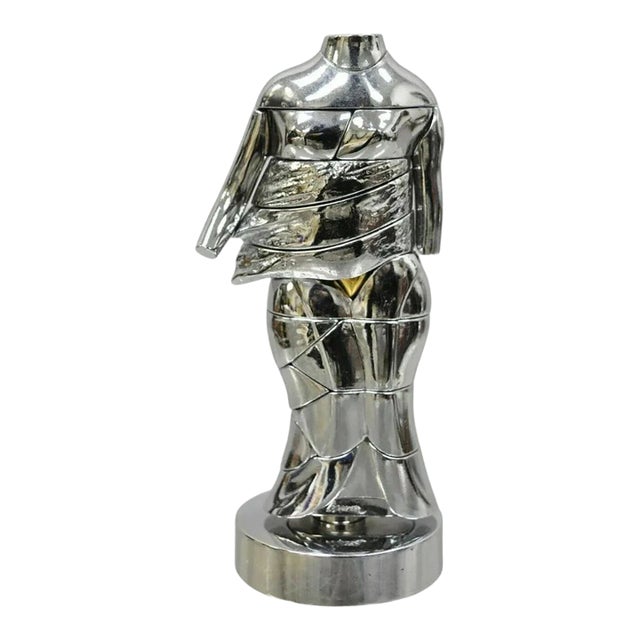 Mid 20th Century Miguel Berrocal La Mini Cariatide Nickel Plated Puzzle Sculpture with Box and Book For Sale